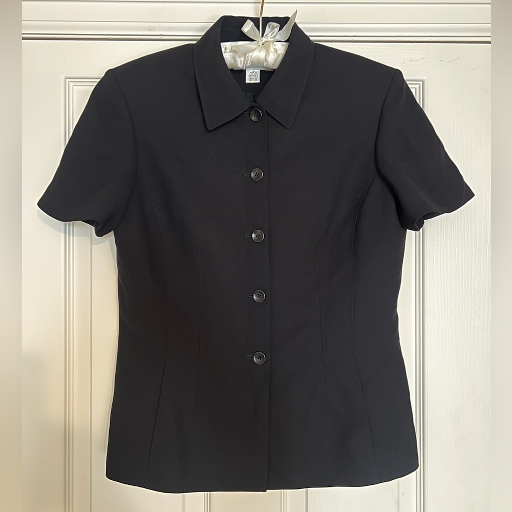 Casual Corner Black Button-Down Shirt Jacket